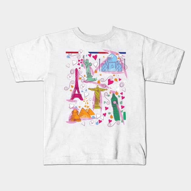 Travel Stickers Kids T-Shirt by nickemporium1